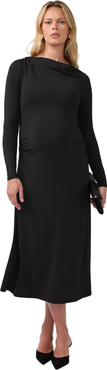 Ingrid & Isabel Ruched Long Sleeve Mock Neck Maternity Midi Dress