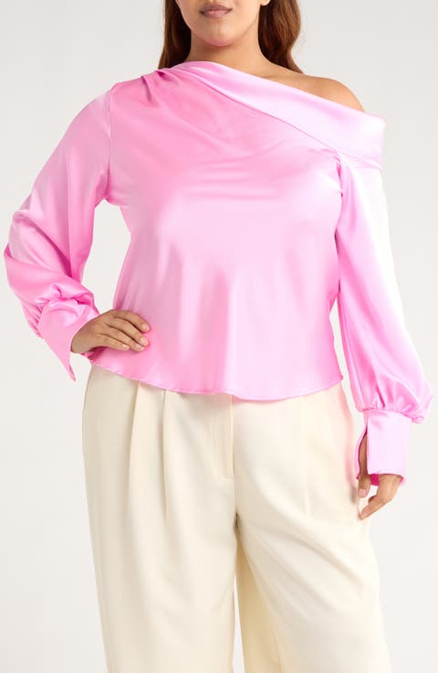 Drop Shoulder Satin Top (Plus)