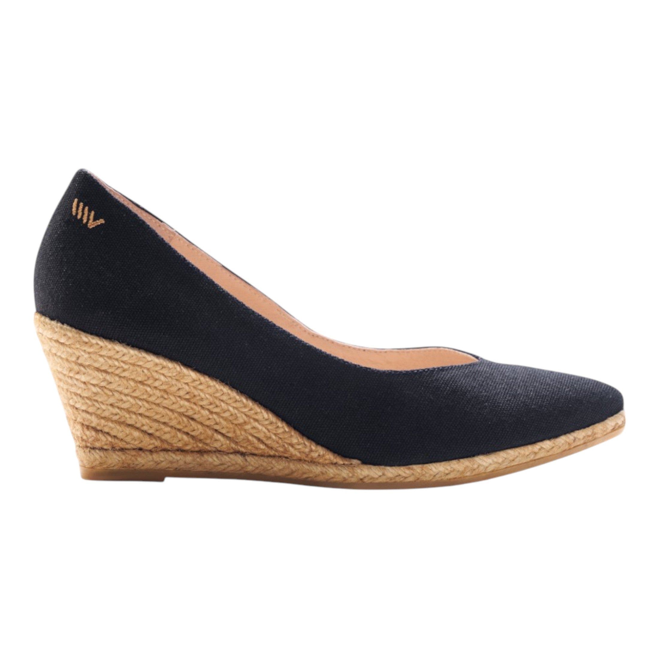 VISCATA Roses Canvas V Cut Espadrille Wedges, Main, color, Black