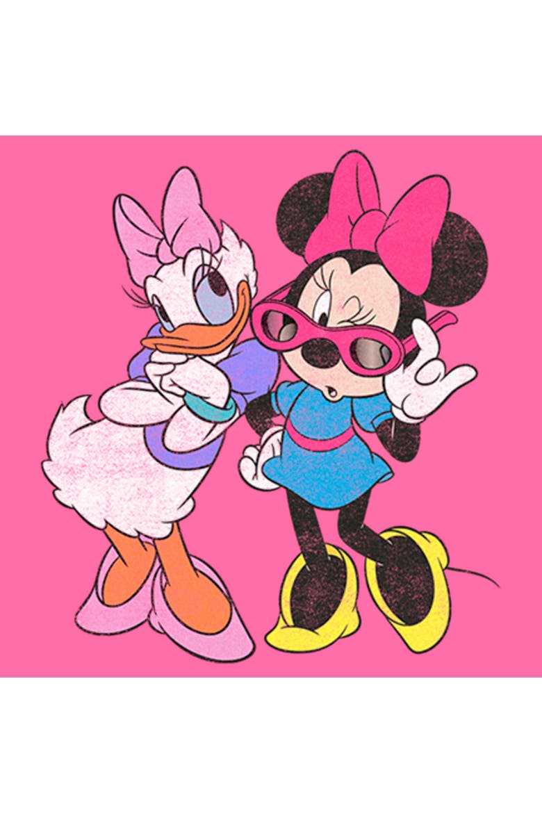 Girl's Mickey & Friends Daisy Duck and Minnie Mouse Sunglasses  Graphic T-Shirt, Alternate, color, Light Pink