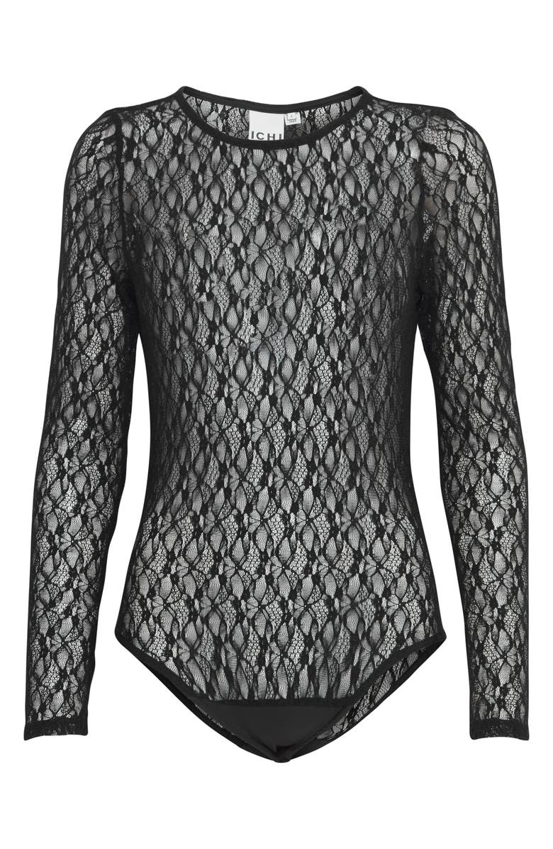 ICHI Long Sleeve Lace Bodysuit, Main, color, 