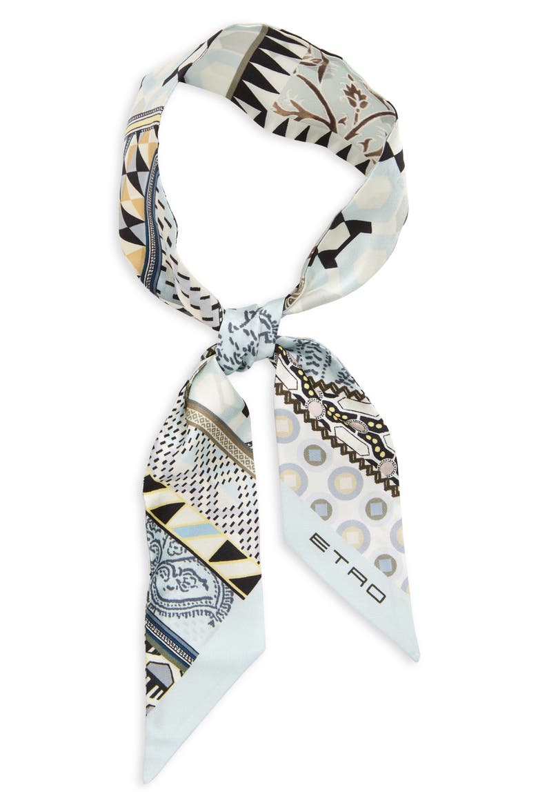Paisleyna Silk Skinny Scarf, Alternate, color, BLUE