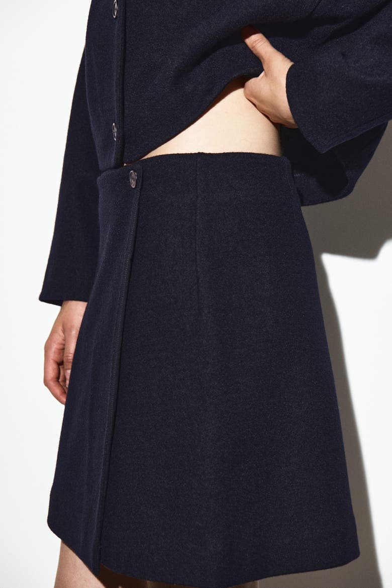 Boiled Merino Wool Mini Skirt, Alternate, color, NAVY