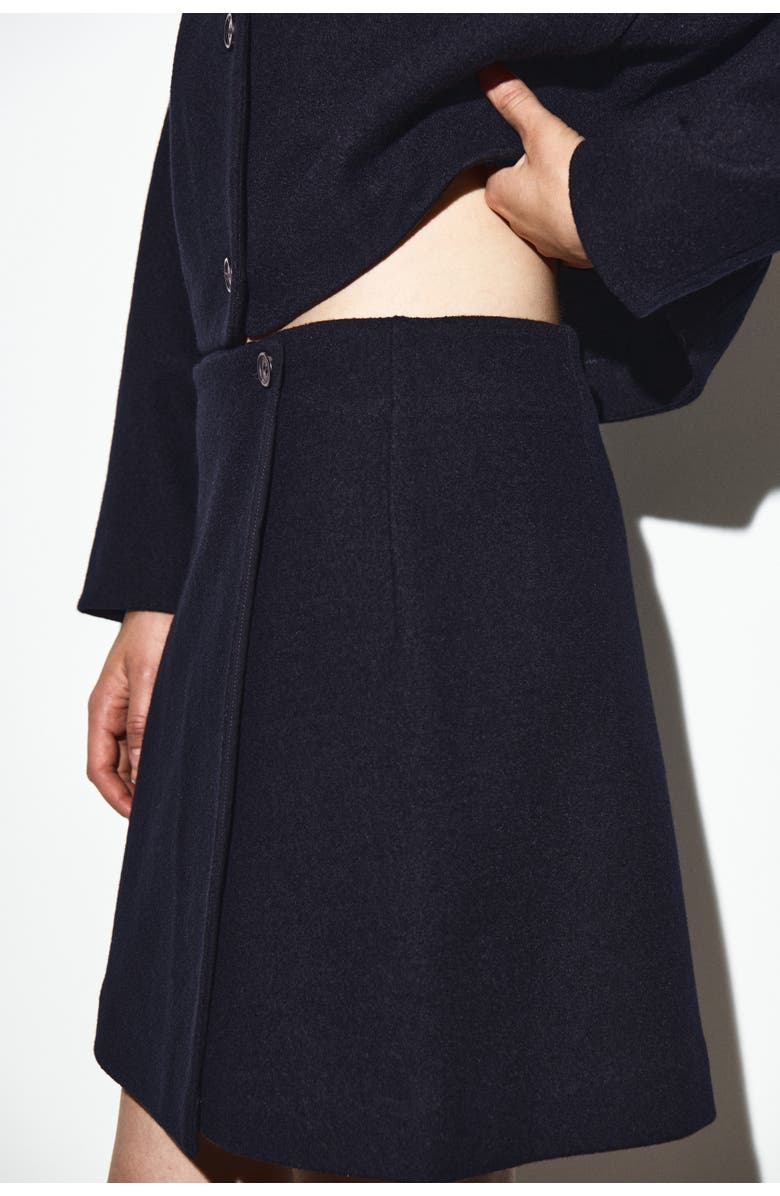 COS Boiled Merino Wool Mini Skirt, Alternate, color, Navy