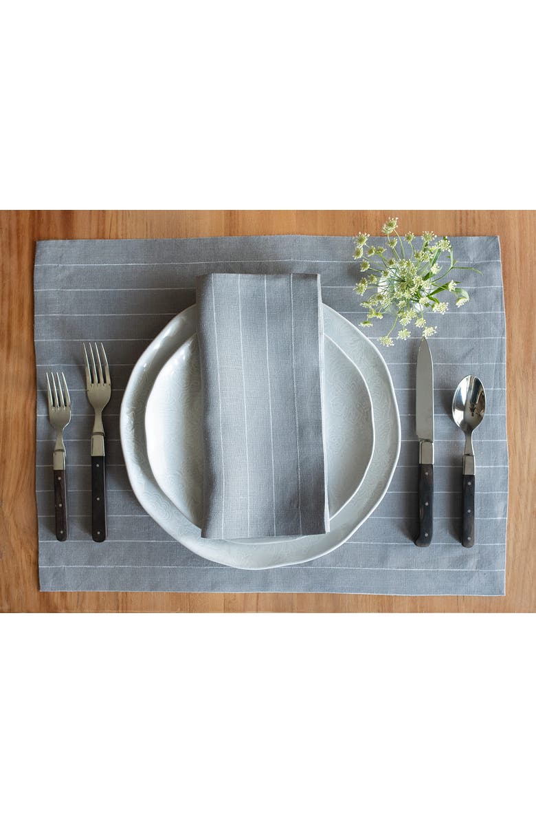 Solino Home Linen Dinner Napkins - Pinstripe, 20" x 20" Inch, Alternate, color, Grey And White