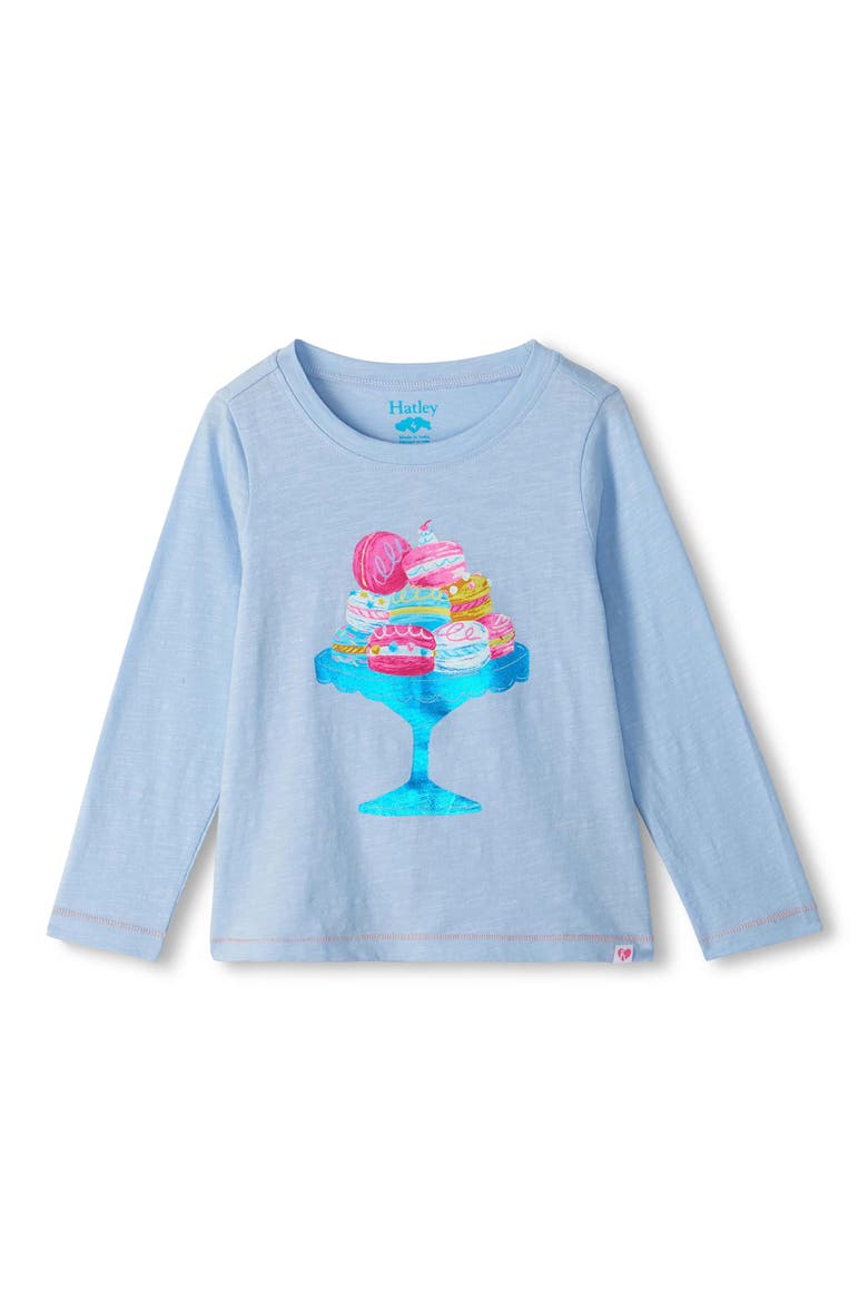 Kids' Yummy Macarons Long Sleeve Graphic T-Shirt, Main, color, BLUE
