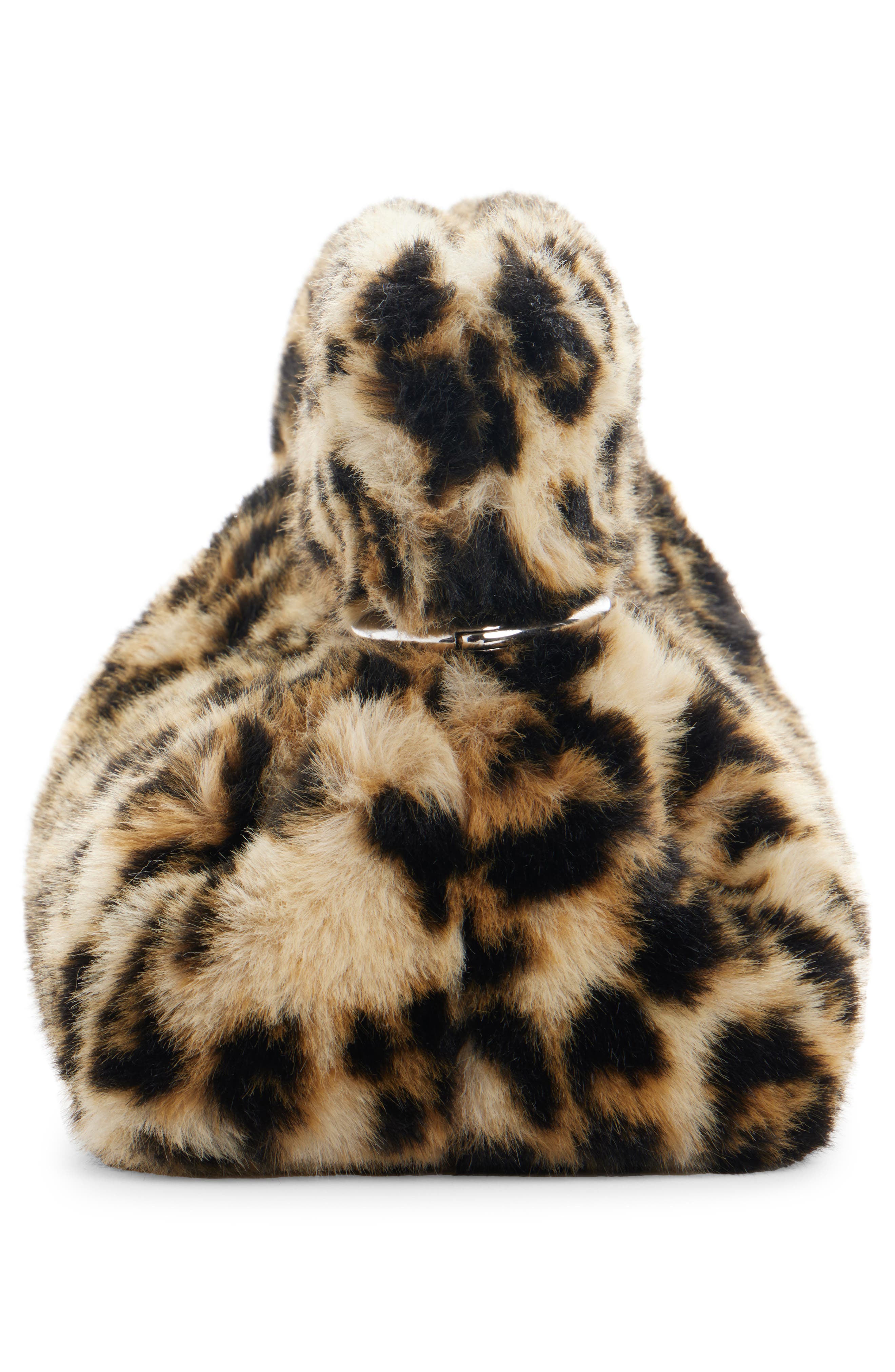 Pinch Leopard Print Leather Clutch, Alternate, color, BLACK/BEIGE