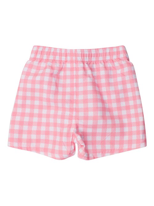 Ruggedbutts Toddler Boys Upf50+ Swim Trunks In Bubblegum Pink Gingham