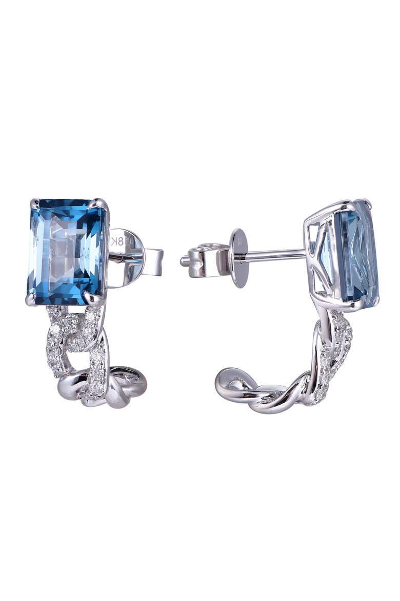 London Blue Topaz Earrings with Diamonds, Alternate, color, London Blue