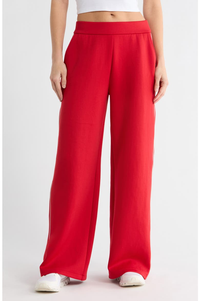 Wide Leg Spacer Knit Pants, Main, color, HOLLY RED