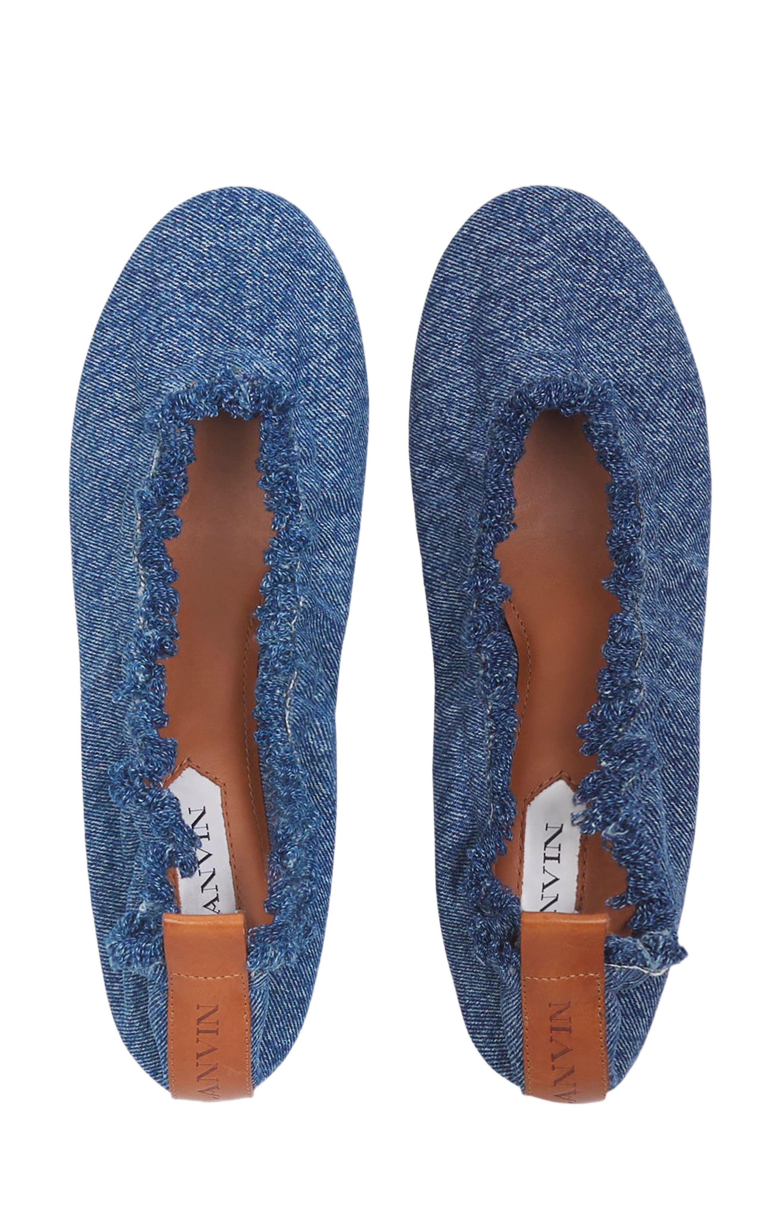 Lanvin THE BALLERINA FLAT IN DENIM, Alternate, color, 