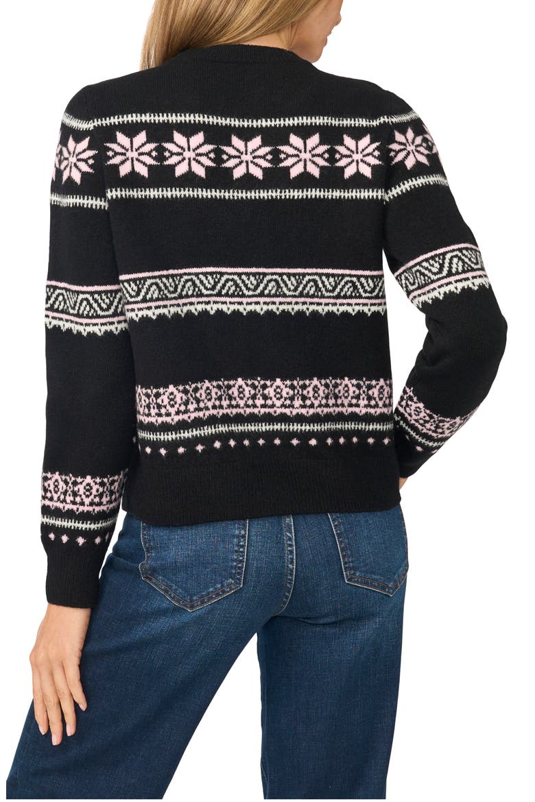 Fair Isle Crewneck Sweater, Alternate, color, RICH BLACK