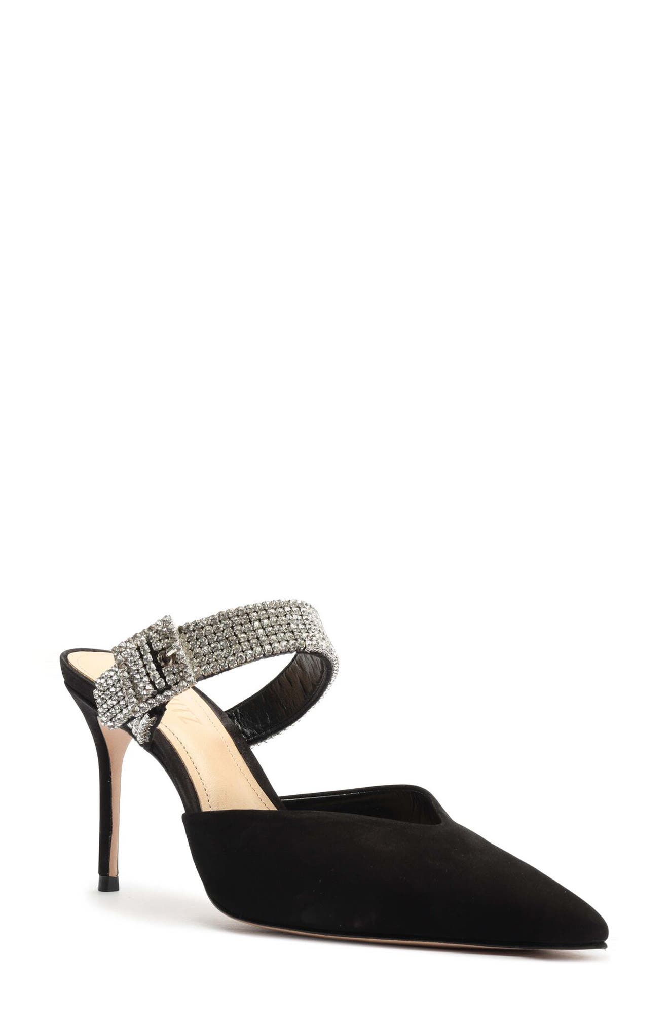 Tishara Pointed Toe Mule, Main, color, BLACK/ NIQUEL-CRISTAL