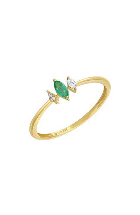 El Mar 18K Gold Diamond & Emerald Stacking Ring (Nordstrom Exclusive)