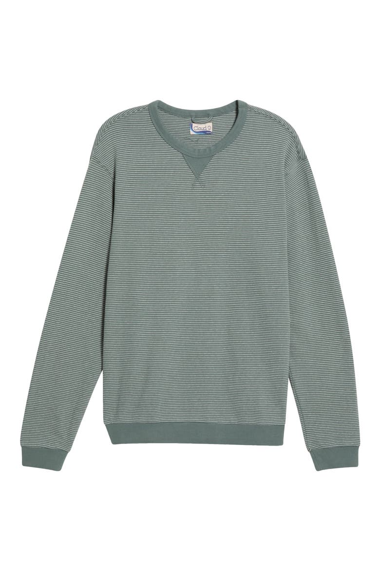 Relaxed Cloud 9 Fleece Crewneck Sweatshirt, Main, color, BALSAM GREEN STRIPE