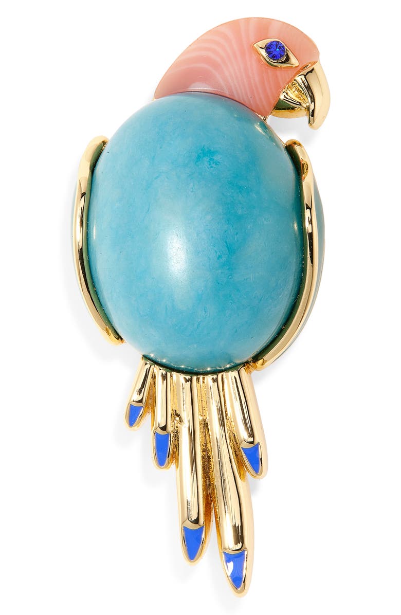 Lele Sadoughi Eileen Parrot Convertible Brooch & Pendant Necklace, Alternate, color, Clementine Turquoise