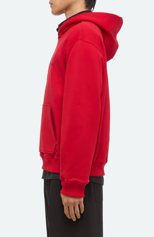 Helmut Lang Sketch Compact Cotton Graphic Hoodie In Red