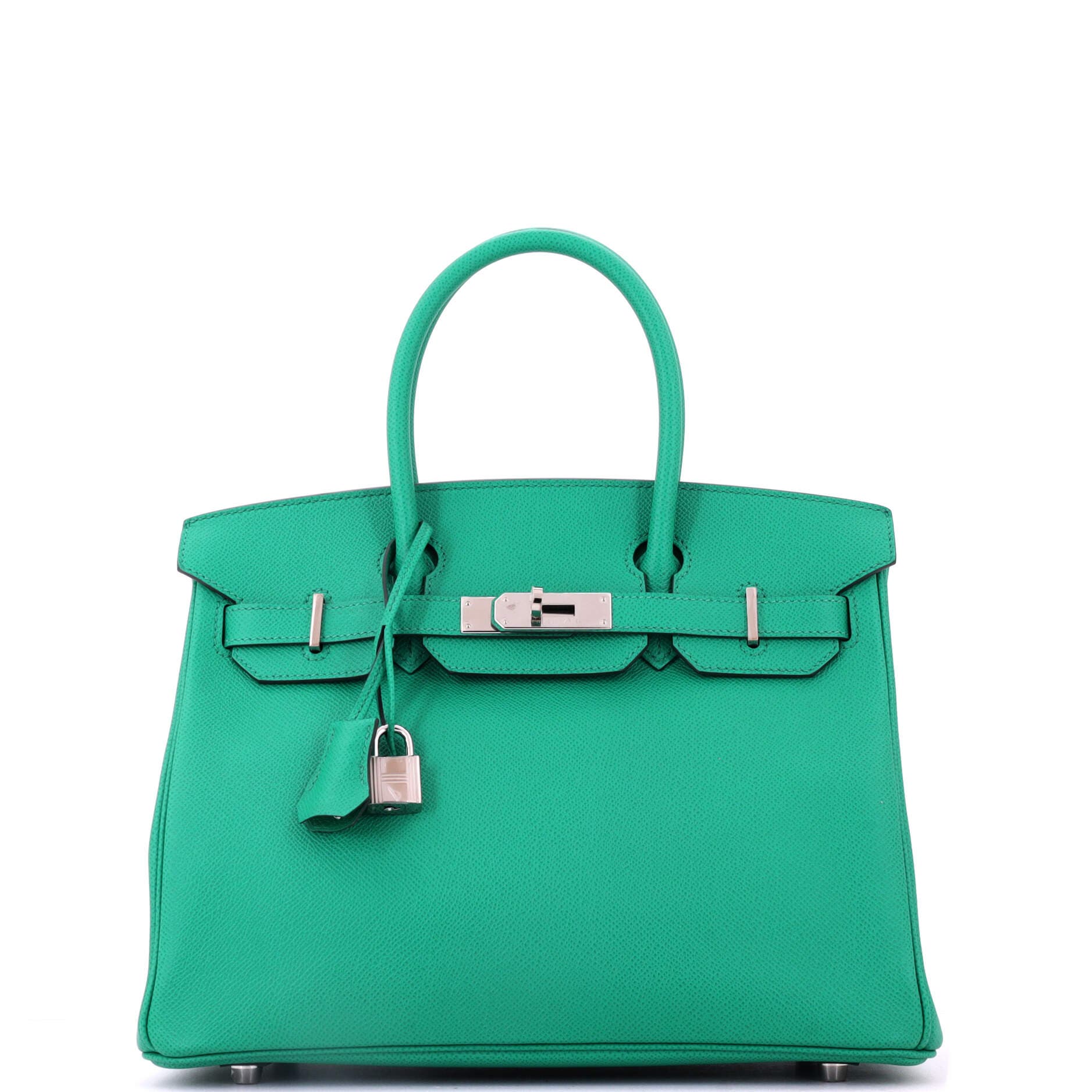 Birkin Handbag Green Epsom with Palladium Hardware 30, Main, color, Green