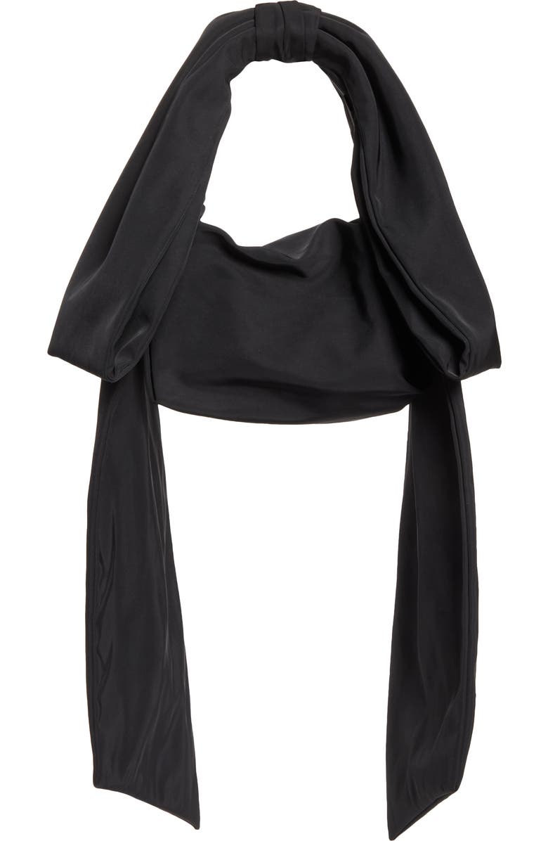 Sandy Liang Bow Satin Belt Bag, Alternate, color, Black