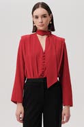 Exquise Sandy Draped Long Sleeve Bodysuit