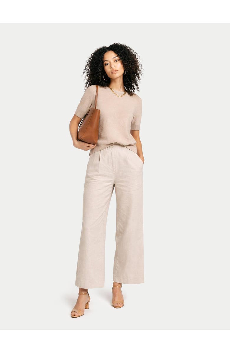 GOBI Mongolian Cashmere Crew Neck Cashmere Top, Alternate, color, Beige