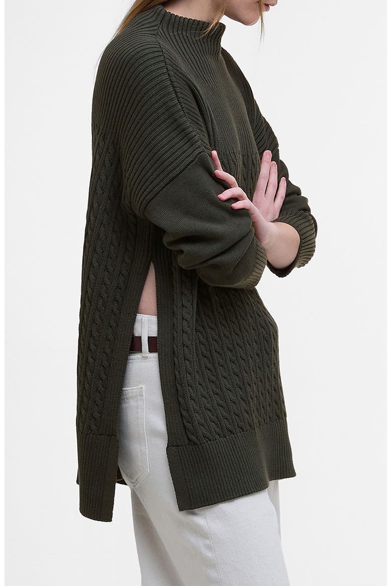 Guernsey Mix Stitch Cotton Cape Sweater, Alternate, color, OLIVE