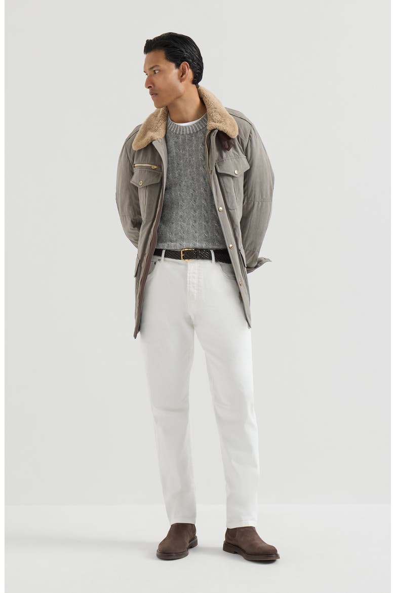 Cashmere vanisé cable knit sweater, Alternate, color, Dark Grey