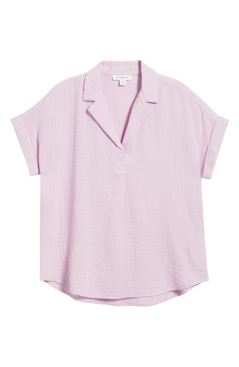 beachlunchlounge London Cotton Gauze Popover Top, Alternate, color, Lilac Pink