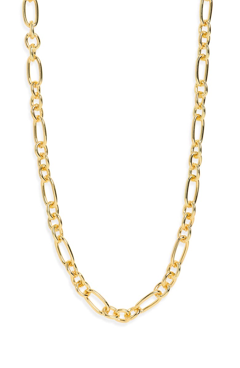 BaubleBar Figaro Chain Necklace, Main, color, Gold