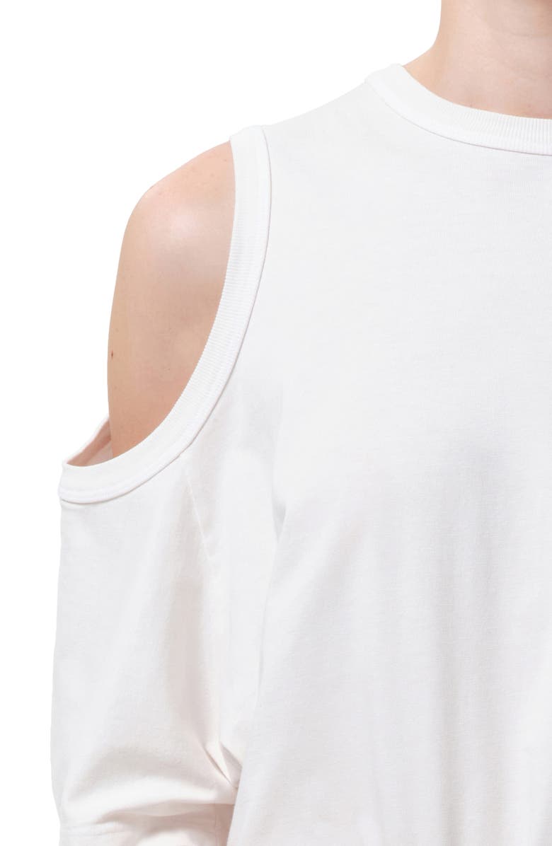 AGOLDE Shoulder Cutout Cotton T-Shirt, Alternate, color, White Ash Worn Off Wht