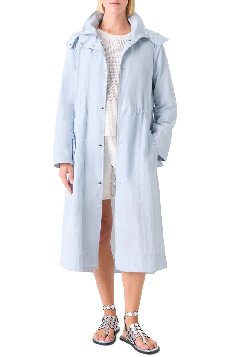 Akris punto Water Repellent Hooded Coat, Main, color, Sky Blue