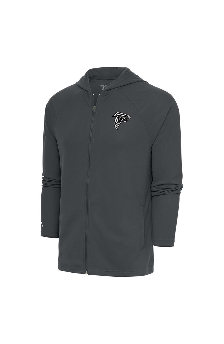 ANTIGUA Men's Antigua Charcoal Atlanta Falcons Metallic Logo Legacy Full-Zip Hoodie, Main, color, 