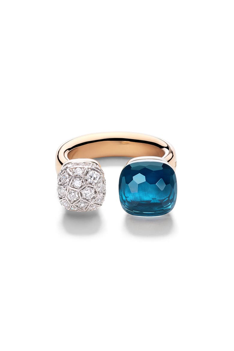 Nudo Diamond & Blue Topaz Toi Et Moi Ring, Main, color, LONDON BLUE TOPAZ
