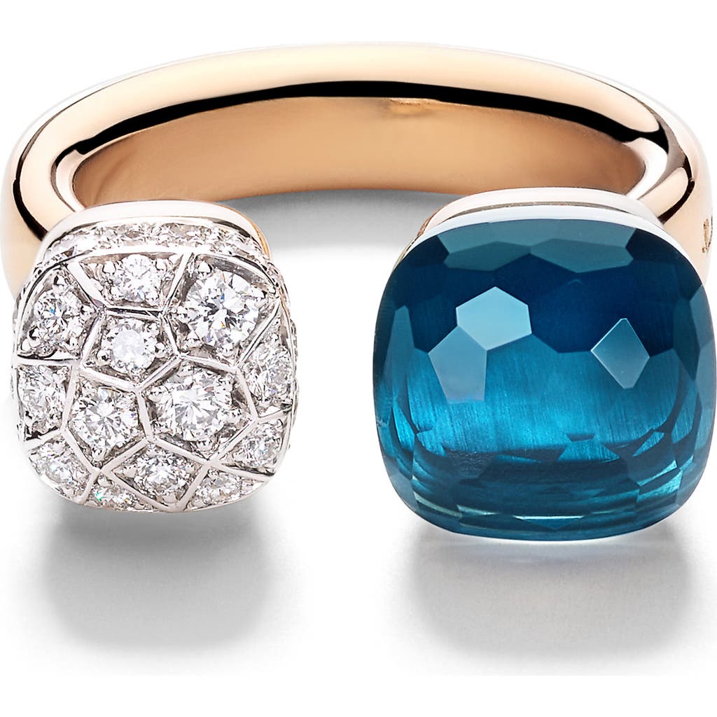 Pomellato Nudo Diamond & Blue Topaz Toi Et Moi Ring