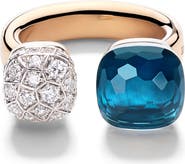 Pomellato Nudo Diamond & Blue Topaz Toi Et Moi Ring
