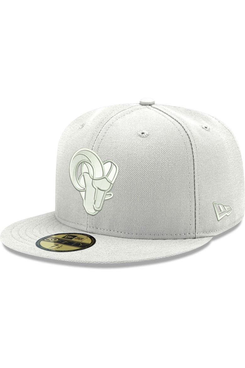 Men's New Era Los Angeles Rams White on White Ram Head 59FIFTY Fitted Hat, Main, color, White