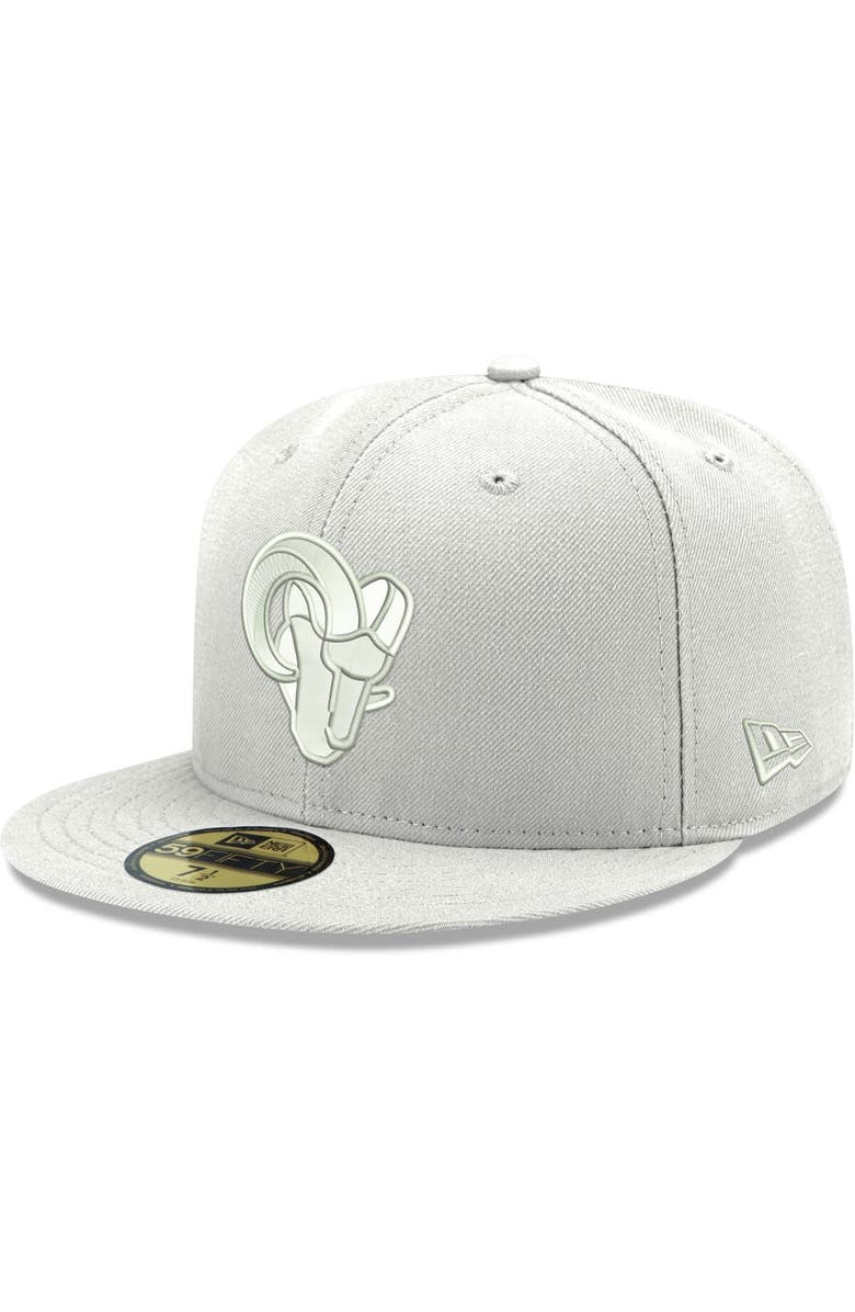 New Era Men's New Era Los Angeles Rams White on White Ram Head 59FIFTY Fitted Hat, Main, color, 