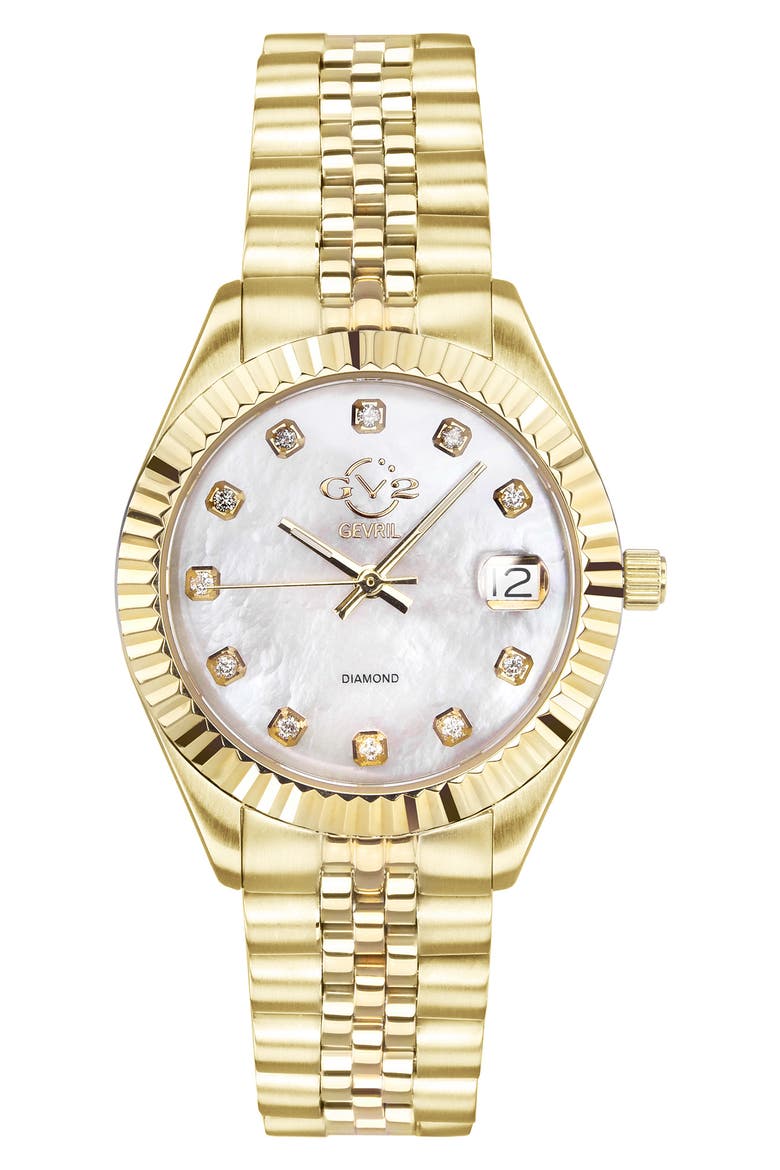 Women's GV2 Naples Diamond Swiss Watch, 34mm, Main, color, IP GOLD