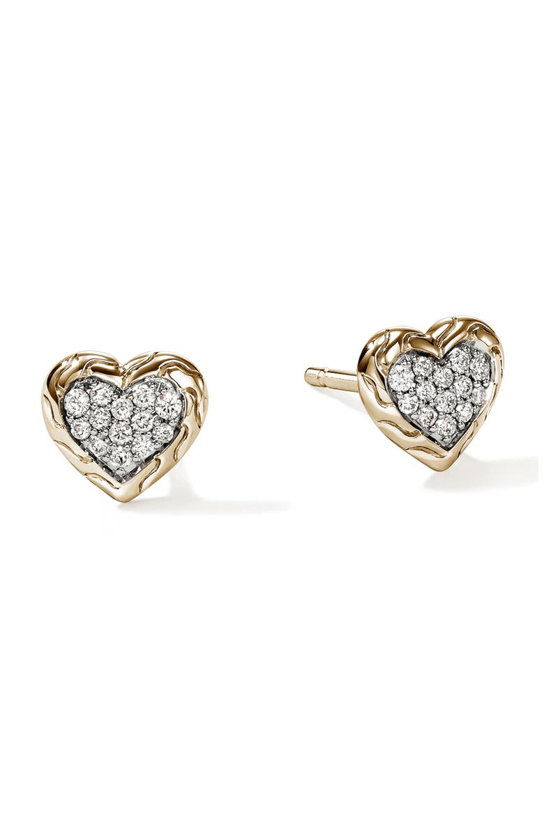 Essentials Heart Pavé Stud Earrings, Main, color, GOLD