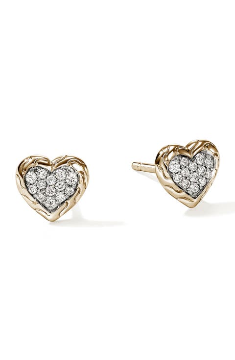 Essentials Heart Pavé Stud Earrings
