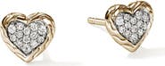 John Hardy Essentials Heart Pavé Stud Earrings