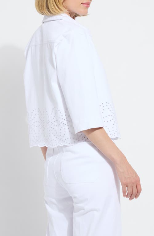 Lyssé Gem Eyelet Embroidered Denim Jacket Curvy In White