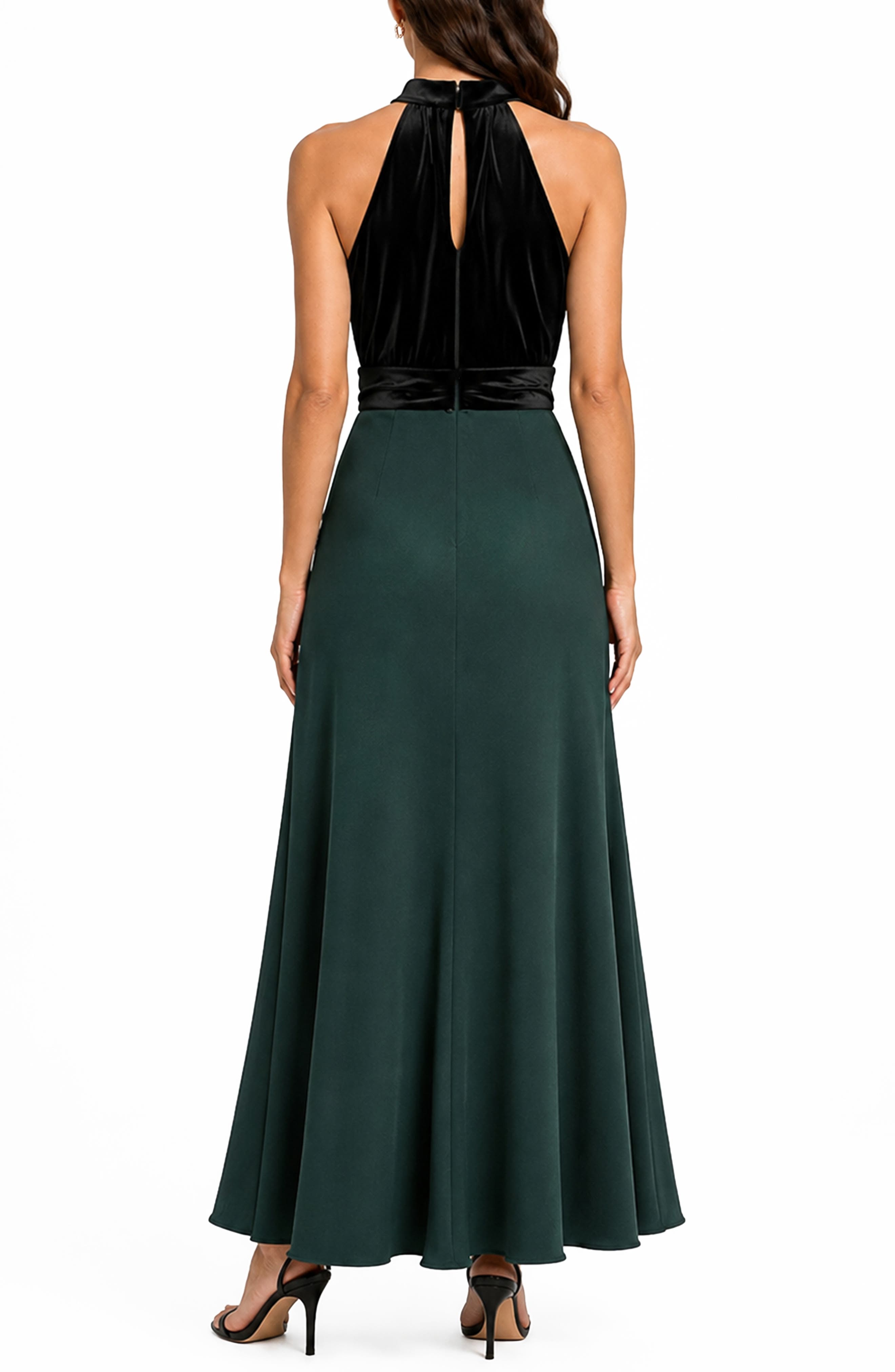 Love By Design Cleo Mixed Media Halter Gown (Women) | Nordstromrack