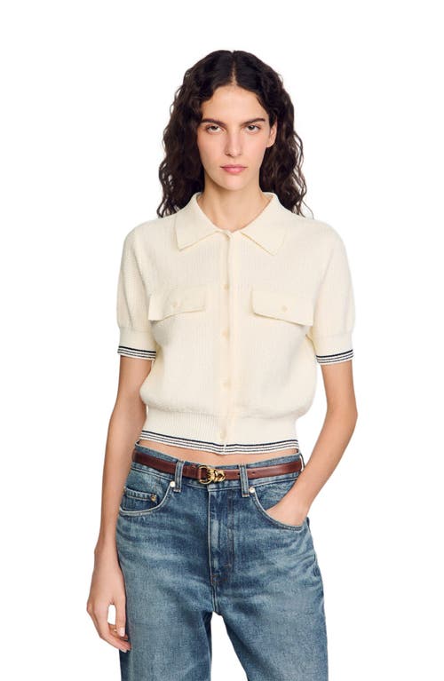 Sandro Short-sleeved Cardigan In Ecru