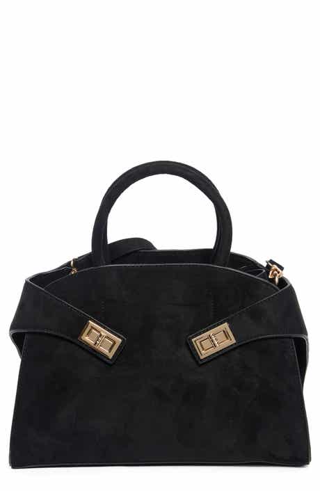 URBAN EXPRESSIONS HANDBAGS Faux Suede Double Buckle Satchel