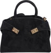 URBAN EXPRESSIONS HANDBAGS Faux Suede Double Buckle Satchel
