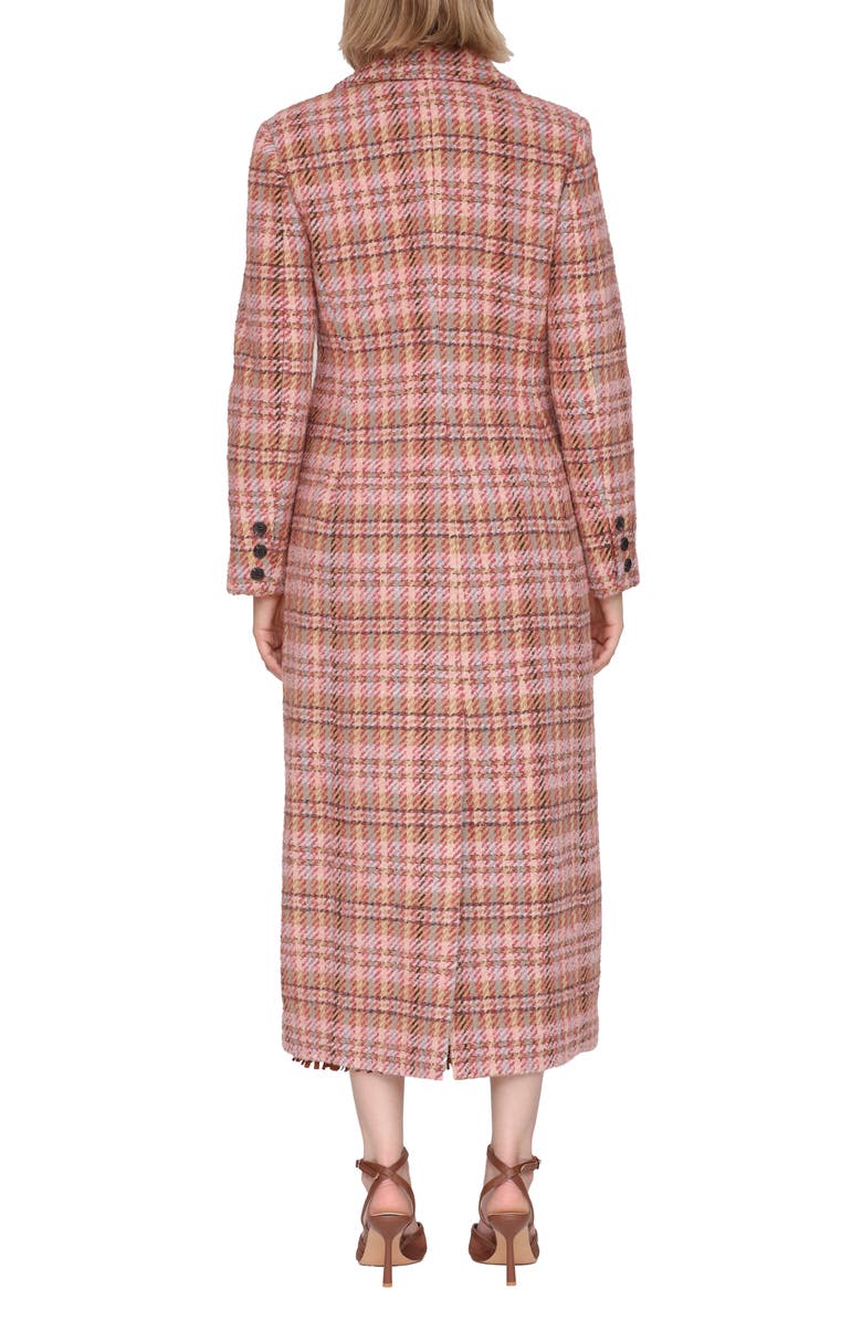 Avec Les Filles Cutaway Bouclé Long Coat, Alternate, color, Berry Plaid
