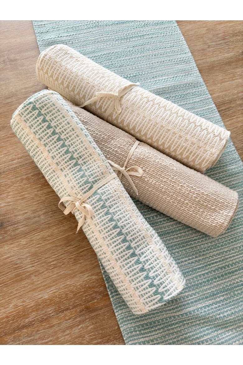 Summer Twist Indoor Outdoor Table Runner, Alternate, color, Aqua Blue