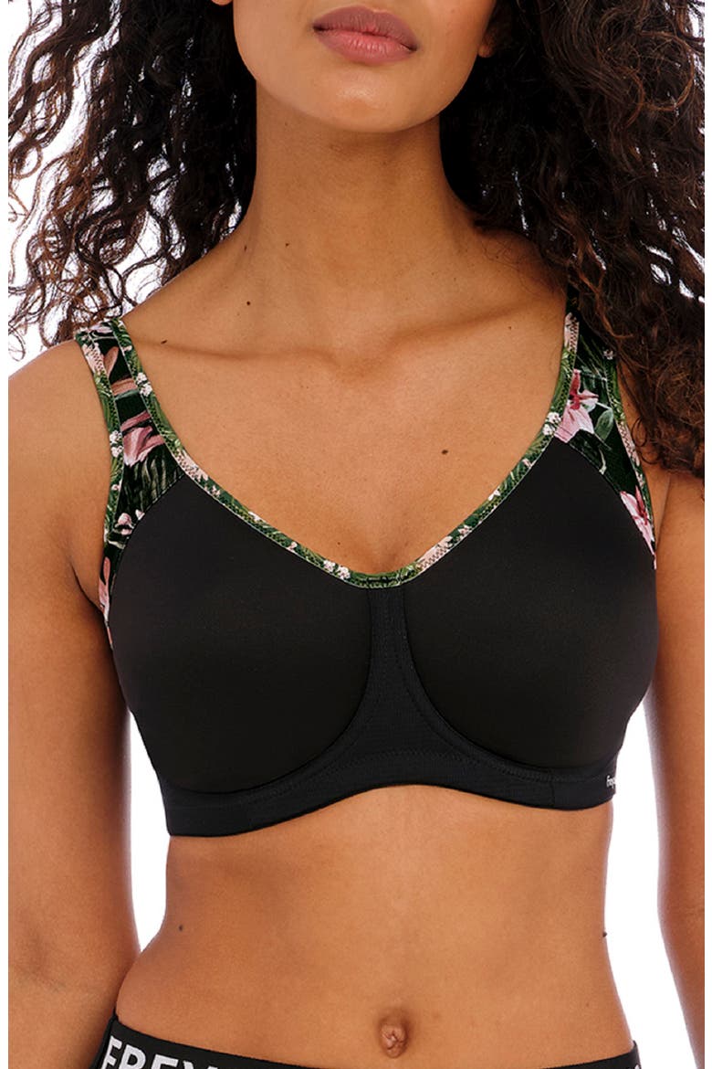 Sonic Underwire Sports Bra, Main, color, JUNGLE BLACK