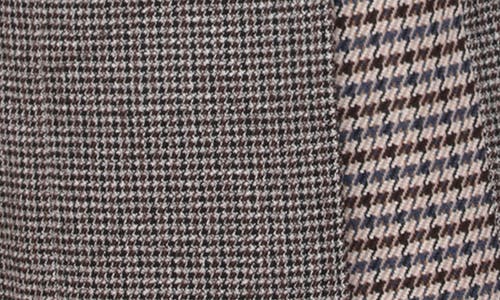 Avec Les Filles Colorblock Houndstooth Double Breasted Coat In Gray